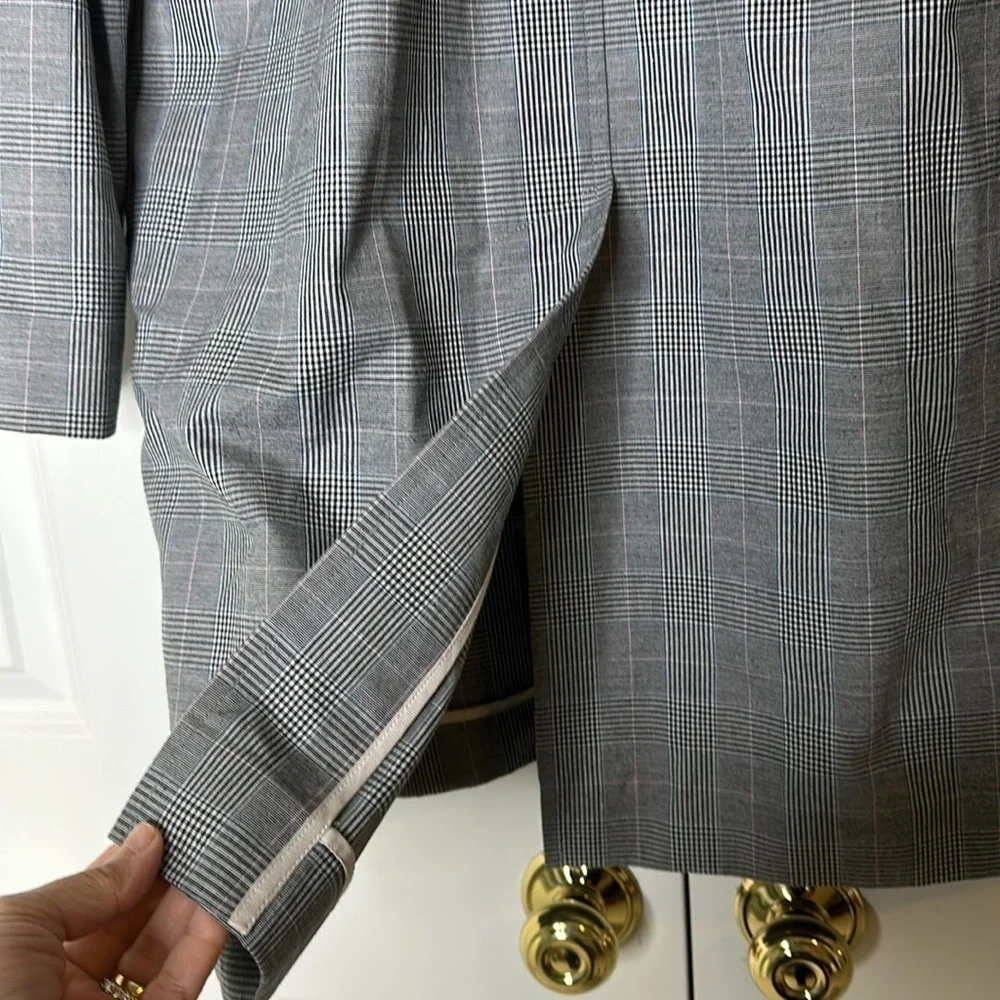 UNIS Grey Plaid Trench Coat Sz44